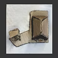 Handmade Miniature House And Tower Structure Paper Craft On White Base
