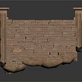 Brick Tile Building Roof With Small Square Decorations Wavy Edge And Damaged Tiles