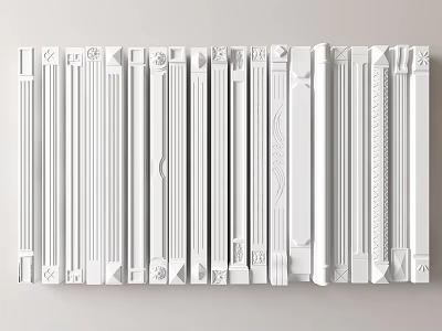 Various White Decorative Columns With Different Architectural Designs And Ornamental Details 3d model