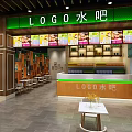 Modern Supermarket Interior With Spacious Aisles Shopping Carts Shelves And Colorful Fruit Posters On Walls