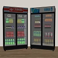 Convenience Store Glass Door Display Freezers Stocked With Assorted Beverages
