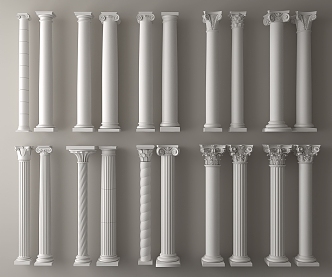 European Roman Column Round Roman Column 3d model