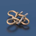 Golden Rope Knot Decorative Accessory With Metal Parts On Blue Background
