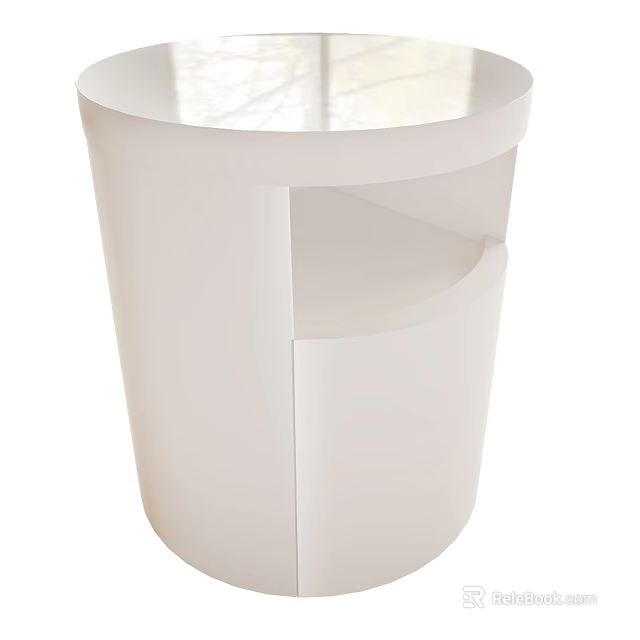 Sleek Modern White Nightstand Featuring Smooth Surface And Curved Base Design 3d model
