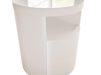 Sleek Modern White Nightstand Featuring Smooth Surface And Curved Base Design 3d model