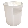 Sleek Modern White Nightstand Featuring Smooth Surface And Curved Base Design 3d model