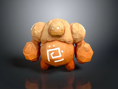 Chubby Stone Game and Movie Character With Rounded Body And White Belly Symbol 3d model