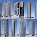 Modern High Rise Building Exterior With Different Architectural Structures And Glass Facades
