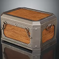 Vintage Metal And Wood Decorative Box With Hinged Lid Clasps And Rivets