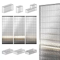 Transparent Textured Glass Room Dividers With Vertical Stripes For Modern Space Partitioning
