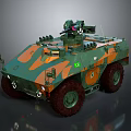 Camouflaged Wheeled Armored Military Vehicle With Tactical Mounted Weapon System