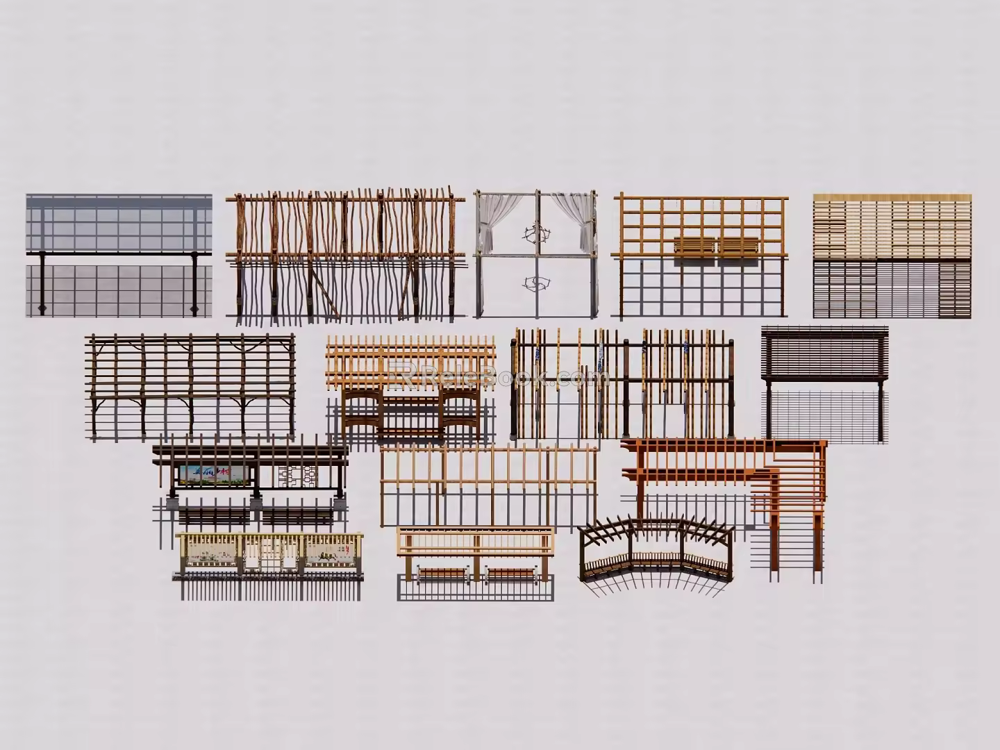 Modern Corridor Landscape Grape Rack Curved L-shaped Corridor Rack Circular Corridor Long Corridor Pavilion Gazebo Timber 3d model