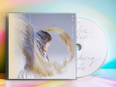Music CD Cover Design Girl Profile Feather Rainbow Background And The Color of Memory Disc 3d model