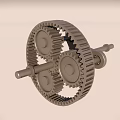 Detailed Industrial Gear Mechanism With Interlocking Gears Metal Shafts And Connecting Parts