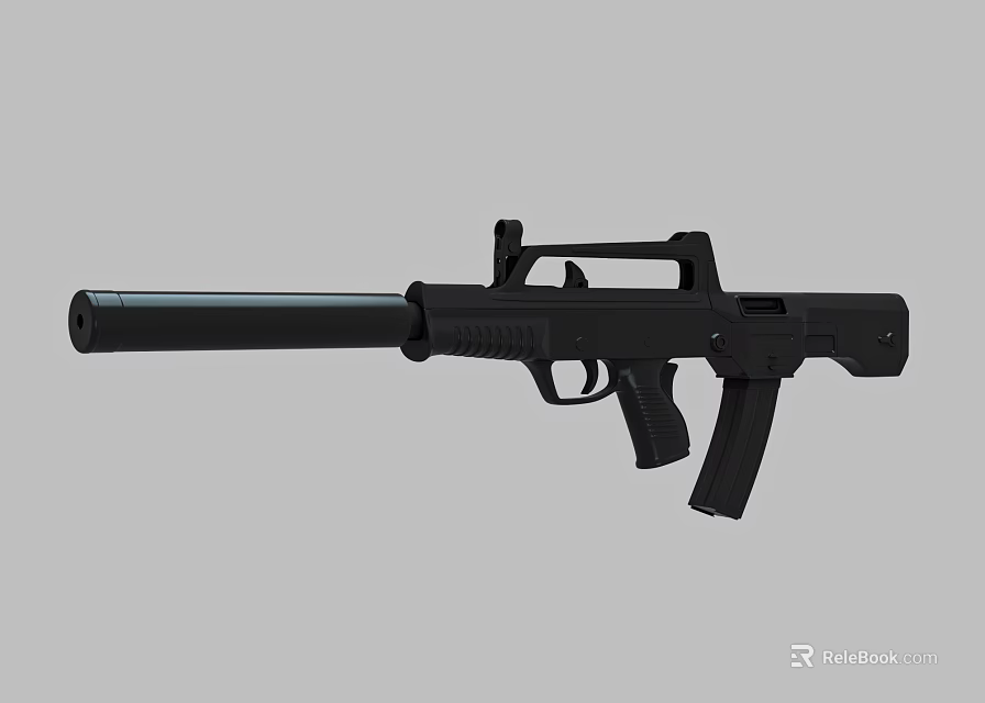 Black Tactical Shotgun Design With Long Barrel Ergonomic Grip And Stock 3d model 