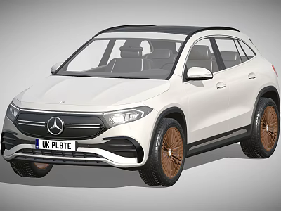 White Mercedes SUV With Black Roof Brown Wheels And Modern Design 3d model