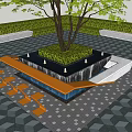 Modern Tree Pit Design With Lush Tree Green Hedge And Geometric Paving
