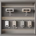 Water Heaters Displayed on Shelves Featuring Top and Lower Units in Showroom