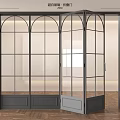 Modern Folding Doors Interior Design With Glass Panels And Black Frame 3d model