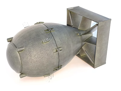 Highly Detailed 3D Rendered Grey Military Bomb With Tail Fin 3d model