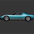Blue Vintage Sports Car With Sleek Body And Distinct Front Grille