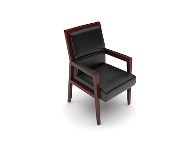 Modern Black Leather Office Chair With Wooden Armrests And Comfortable Backrest 3d model