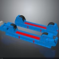 Industrial Blue Dual Roller Support Equipment With Red Tracks And Black Rollers