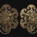 Traditional Chinese Metal Door Knocker With Lion Head Design And Cloud Patterns