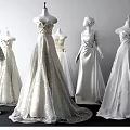 Bridal Shop Showcasing Elegant Wedding Dresses With Sparkling Details And Various Styles