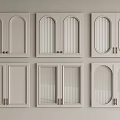 White Wardrobe Doors With Various Designs Arched Ribbed Panels And Metal Handles