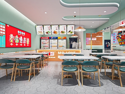 Modern Restaurant Fast Food Restaurant Fast Food Restaurant Table and Chair Small Catering Card Seat Cashier Restaurant model