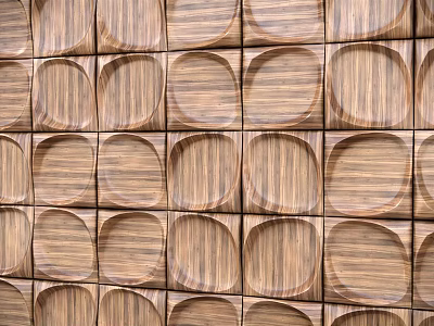 Wooden 3D Modular Panels As Bed Accent Wall 3d model