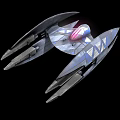 Sci Fi Combat Weapon With Sleek Metallic Design Glowing Pink Core And Sharp Wings 3d model