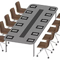 Modern Conference Table With White Surface Brown Chairs And Black Name Plates