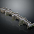 Ancient Stone Bridge Structure With Multiple Arches And Moss Covered Parapets