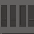 Four Black Doors With Slightly Different Styles Arranged On Gray Background 3d model