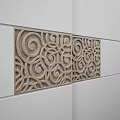 Modern White Wardrobe Interior Design With Sliding Doors And Decorative Geometric Panel