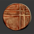 Traditional Chinese Mooncake With Red Glaze And Cross Patterns On White Base