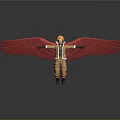 Anime Character Figure With Blonde Hair Red Wings And Outstretched Arms
