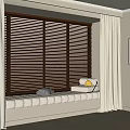 modern bay window mat bay window curtain venetian blinds 3d model