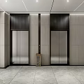 Modern Elevator Hallway With Marble Walls Sleek Floor And Block Sign 3d model