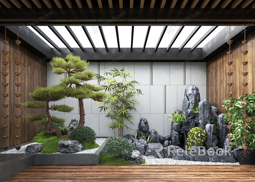 New Chinese Zen Patio Courtyard Landscape Landscape Landscaping Landscape Plants Moss Landscape Landscape Setches Patio Landscape model