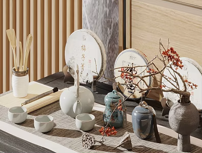 Song's Xinzhong Tea Set Combination Ornaments Tea Cans Tea Cups Tea Pot Teaware Tea Set Supplies Bonsai 3d model