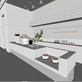 Modern Minimalist Cafe Interior Design With White Shelves Bar Counter And Seating Steps