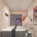 Beauty Hairdressing Embroidery Service Booth With Modern Mirror Comfortable Chairs Green Plants And Beauty Products