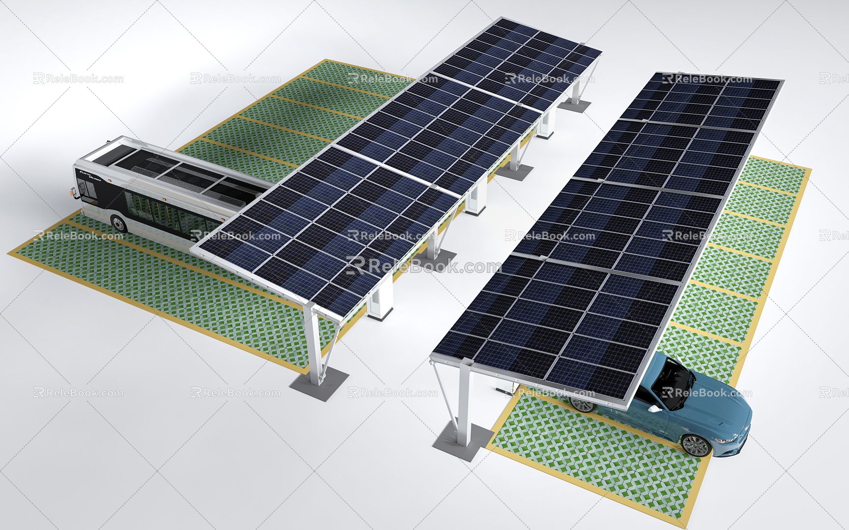 Modern solar car shed solar parking lot 3d model