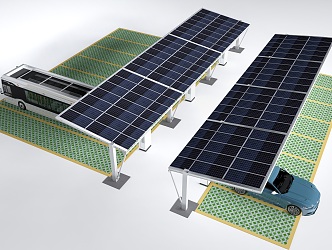 Modern solar car shed solar parking lot 3d model