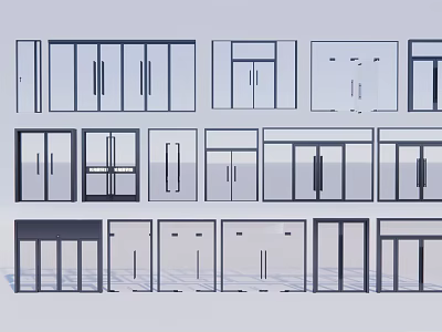 Modern Door And Window Design Collection With Glass Panels And Frame Styles 3d model