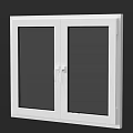 White Double Casement Window Design With Black Glass Panels And Frame