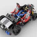 Intricate Building Blocks Racing Car Structure With Mechanical Details And Functional Wheels